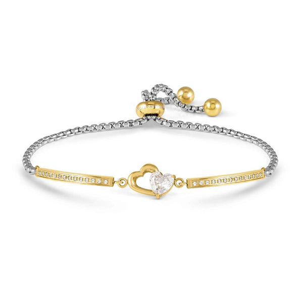 Milleluci Refined Edition-Golden Double Heart CZ Bracelet
