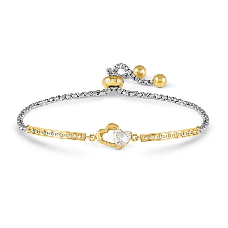 Milleluci Refined Edition-Golden Double Heart CZ Bracelet