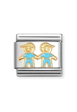 Nomination Composable Classic Symbols Blue Brothers in Steel, Enamel and 18k Gold