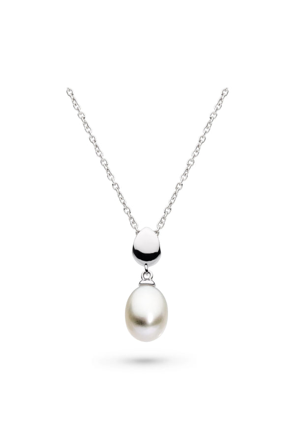Kit Heath Coast Pebble Pearl Drop Necklace in Silver