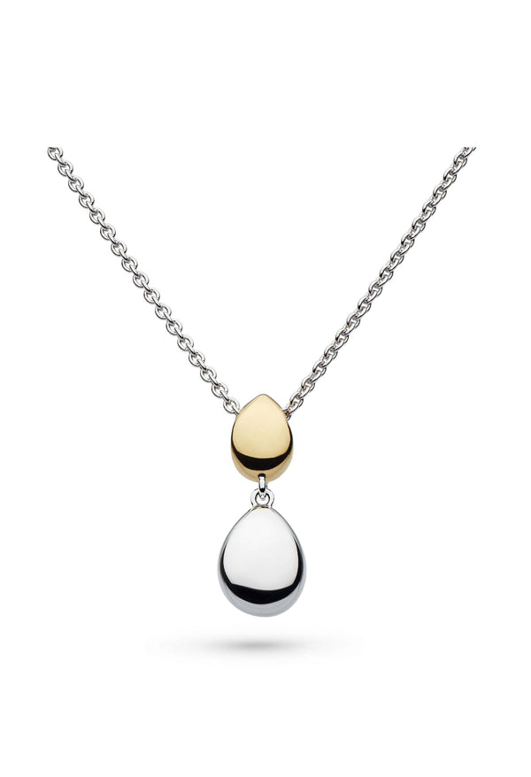 Kit Heath Coast Pebble Golden Double Droplet Necklace in Silver Gold Plated