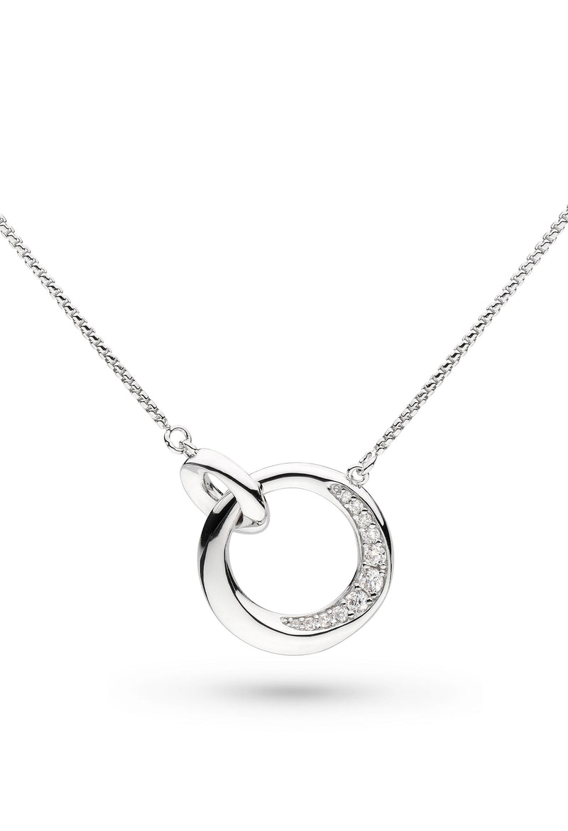Kit Heath Bevel Cirque Link Pave CZ Necklace in Silver