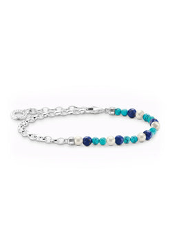Thomas Sabo Freshwater Pearl, Faux Turquoise, Faux Lapis Bracelet in Silver