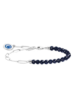 Thomas Sabo Dark Blue Sparke Bead & Silver Bracelet With Blue Coin