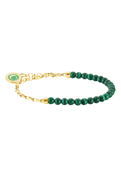 Thomas Sabo Imitation Green Malachite & Silver Members Charm Bracelet Silver Gold Plated