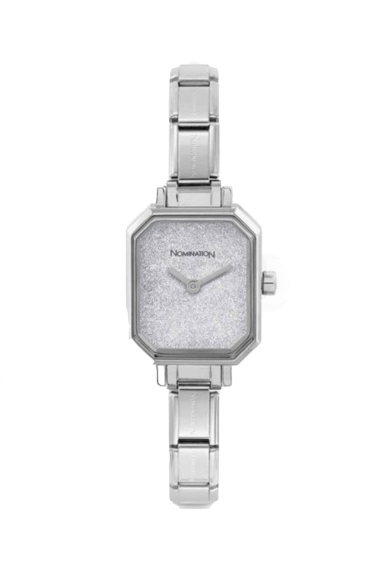The Nomination Ladies Paris Rectangular Watch, a silver metal watch from Nomination Italy, available at OD’s Jewellers in St Helens.