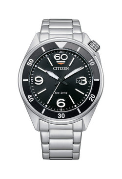 Citizen Gents Stainless Steel Eco-Drive Black Dial Bracelet Strap Watch