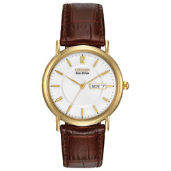 Citizen Gents Eco-Drive Day/Date White Dial Strap Watch