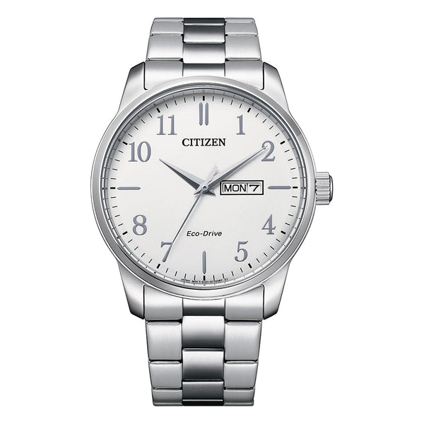 Citizen Gents Eco-Drive White Dial Day/Date Bracelet Watch
