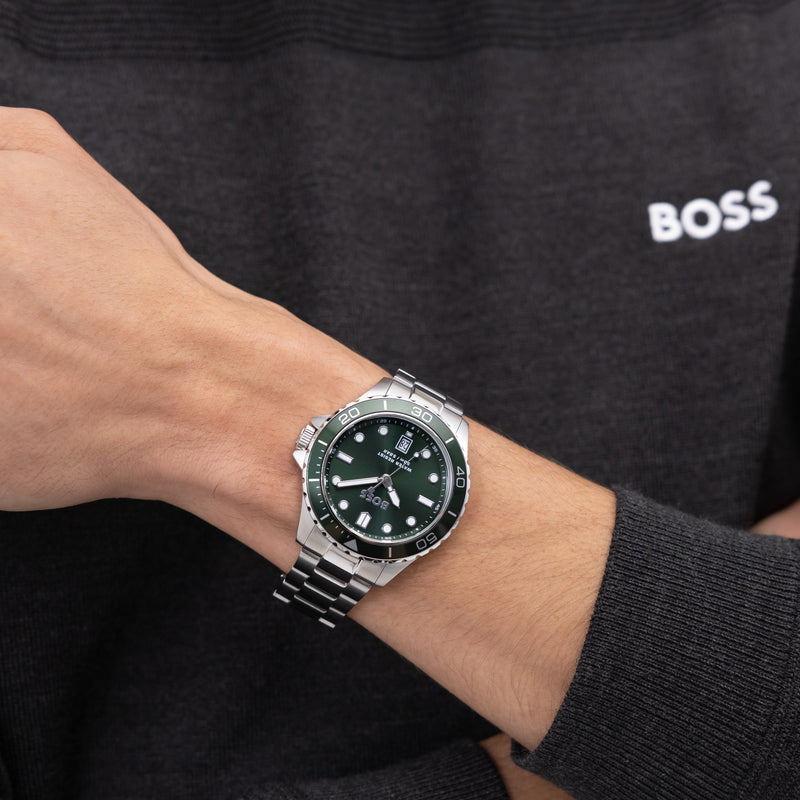 Mens, Stainless Steel,Troper Sport, Green Dial, Bracelet Watch 1514294