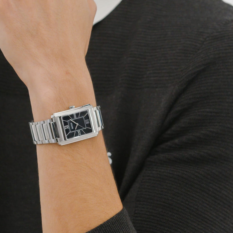 Mens Stainless Steel Principle Dress, Black Dial, Bracelet Watch 1514297