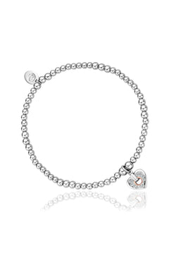 Clogau Cariad Silver Sparkle Heart Affinity Bracelet With White Topaz in Sterling Silver