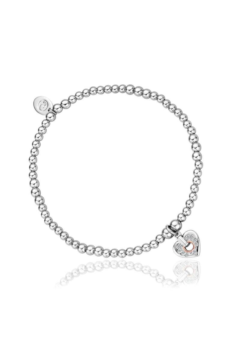 Clogau Cariad Silver Sparkle Heart Affinity Bracelet With White Topaz in Sterling Silver