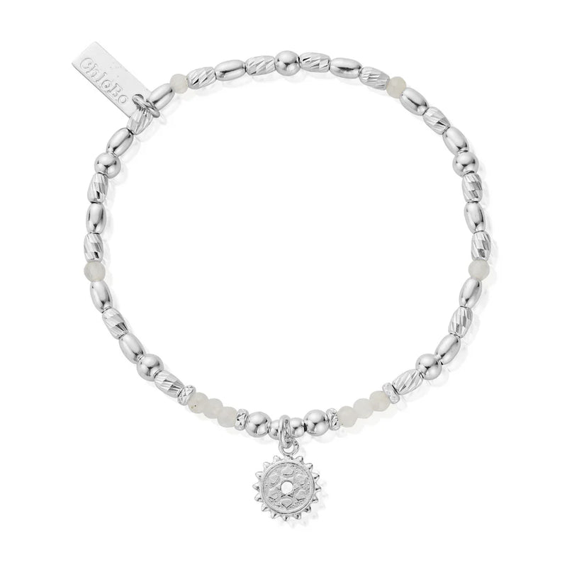 The Moonstone-Crown Chakra bracelet, a silver sterling bracelet from ChloBo, available at OD’s Jewellers in St Helens