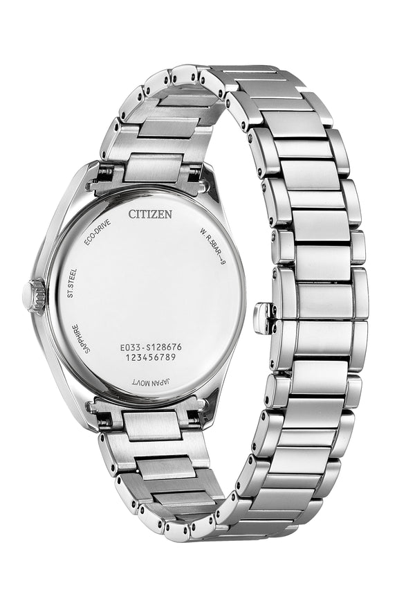 Citizen Unisex Stainless Steel Eco-Drive White Roman Dial Bracelet Watch