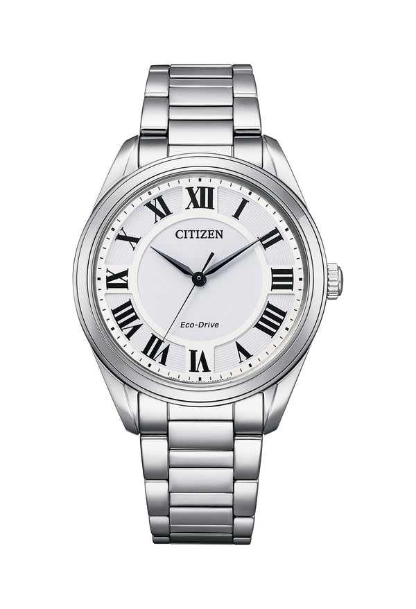 Citizen Unisex Stainless Steel Eco-Drive White Roman Dial Bracelet Watch