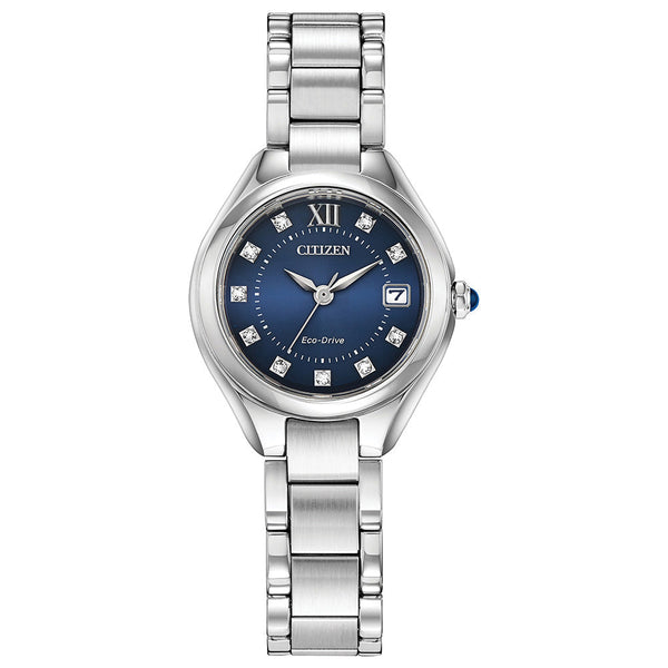 Citizen Ladies Eco-Drive Silhouette Blue Crystal Dial Bracelet Watch