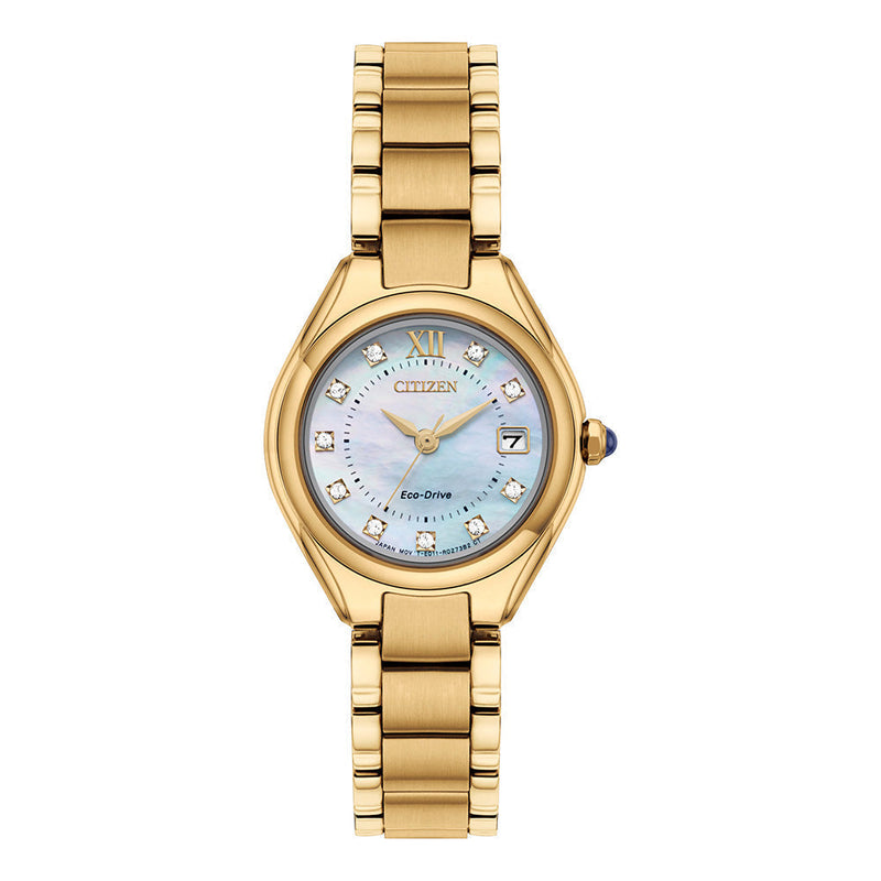 Citizen Ladies Eco-Drive Silhouette Mother Of Pearl Crystal Dial Bracelet Watch