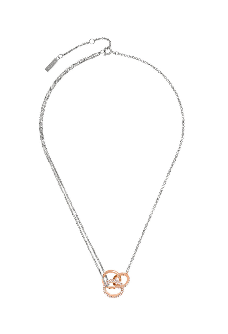 Olivia Burton Crystal Entwine Necklace in Stainless Steel Rose Gold Plated