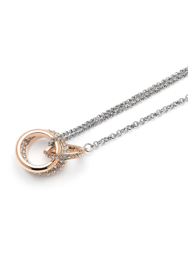 Olivia Burton Crystal Entwine Necklace in Stainless Steel Rose Gold Plated