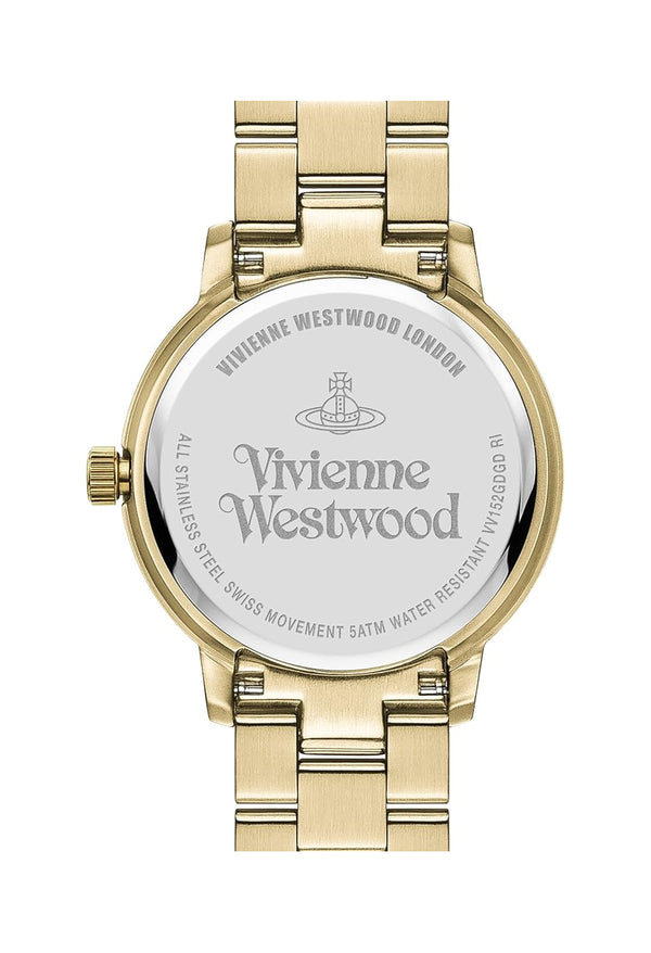 Vivienne Westwood Ladies Bloomsbury Bracelet Watch Gold Plated, a gold plated watch from Vivienne Westwood, available at OD’s Jewellers in St Helens.