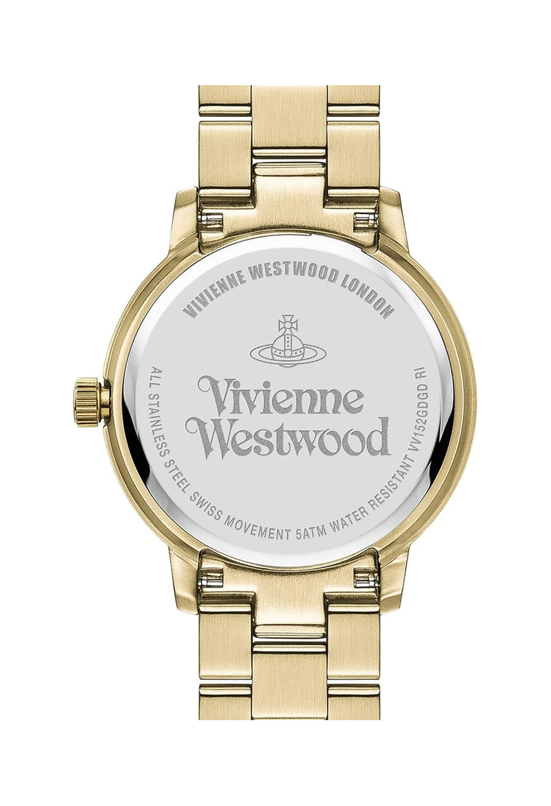 Vivienne Westwood Ladies Bloomsbury Bracelet Watch Gold Plated, a gold plated watch from Vivienne Westwood, available at OD’s Jewellers in St Helens.