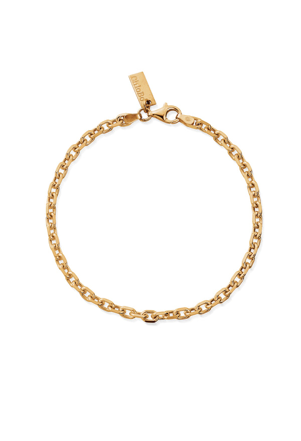 ChloBo Men's Anchor Chain  Bracelet Silver Gold Plated