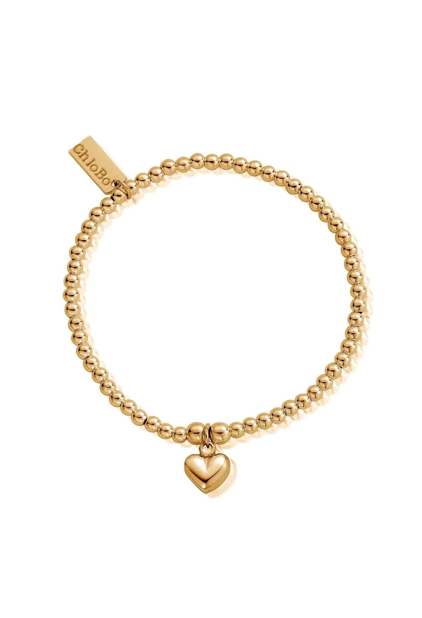 The ChloBo Cute Charm Puffed Heart Bracelet, a gold plated jewelry bracelet from ChloBo, available at OD’s Jewellers in St Helens.
