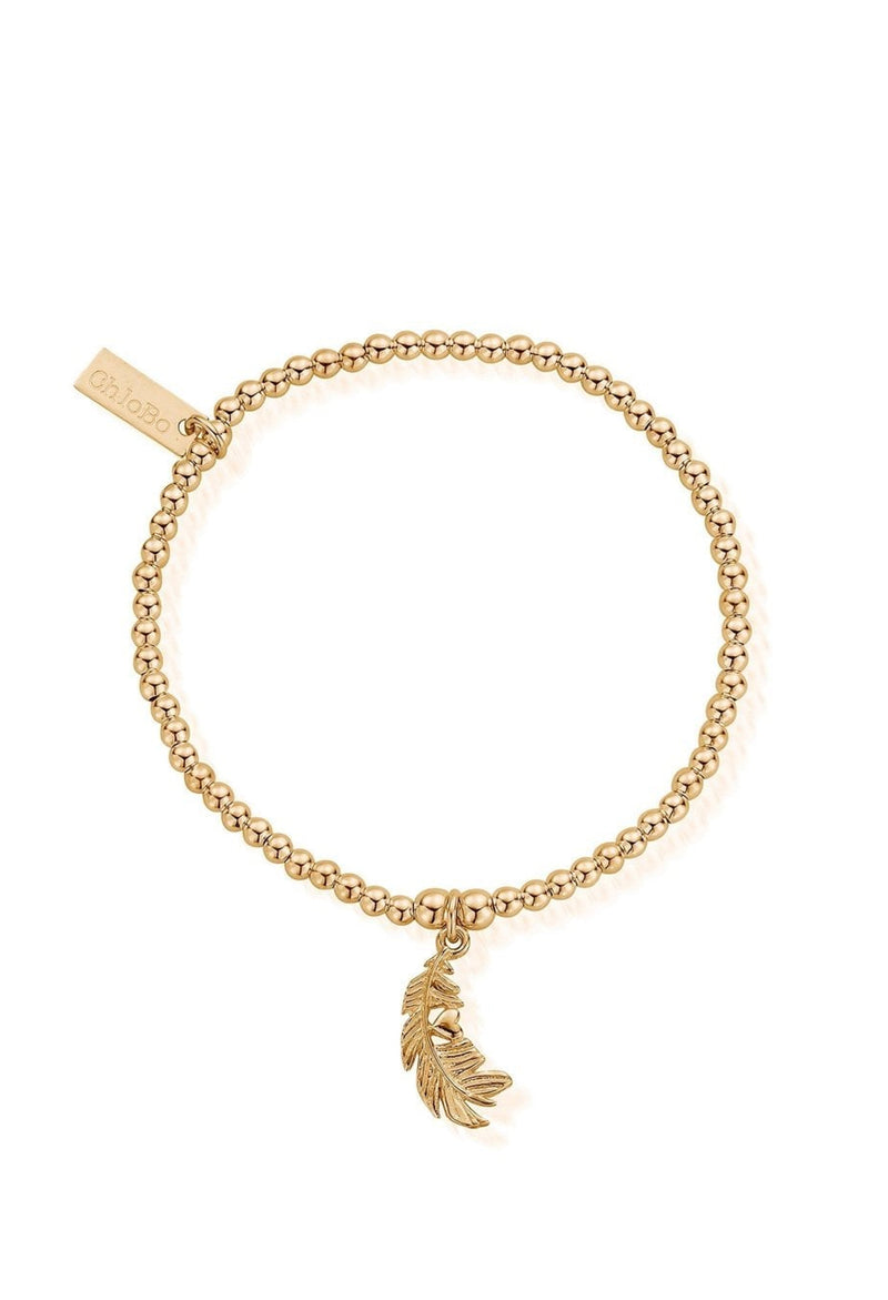 ChloBo Cute Charm Heart In Feather Bracelet in Silver Gold Plated
