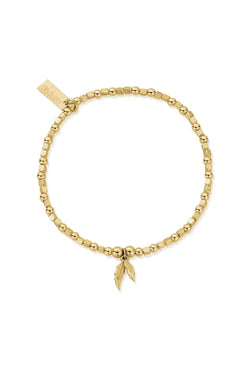 ChloBo Mini Cube Double Feather Bracelet in Silver Gold Plated