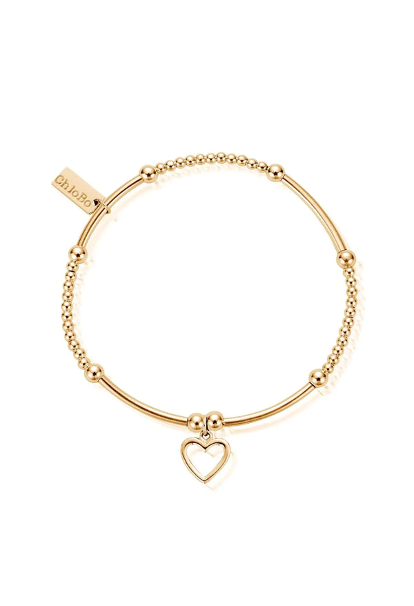 ChloBo Cute Mini Open Heart Bracelet in Silver Gold Plated