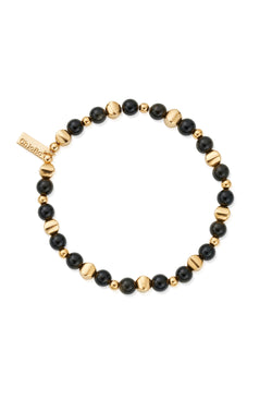 ChloBo Men's Golden Obsidian Bullet Bracelet Silver Gold Plated