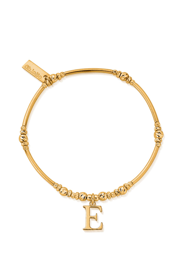ChloBo Iconic Initial E Bracelet Silver Gold Plated