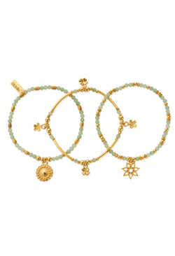 ChloBo Lucky Aventurine Set Of 3 Bracelets in Gold