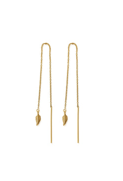 ChloBo Feather Of Courage Pull Through Earrings in Silver Gold Plated *