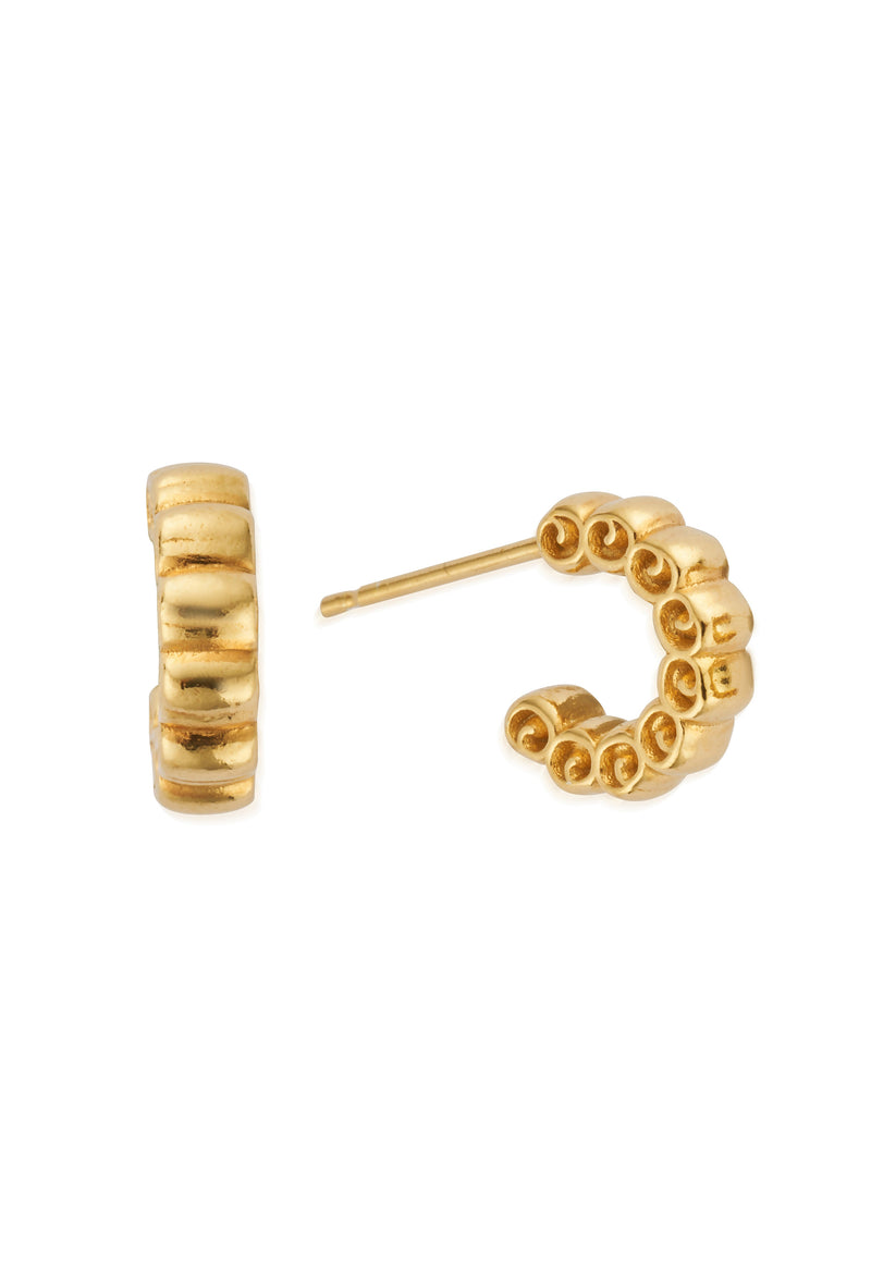 ChloBo Ruffle Huggie Hoop Earring in Gold Plated Sterling Silver *