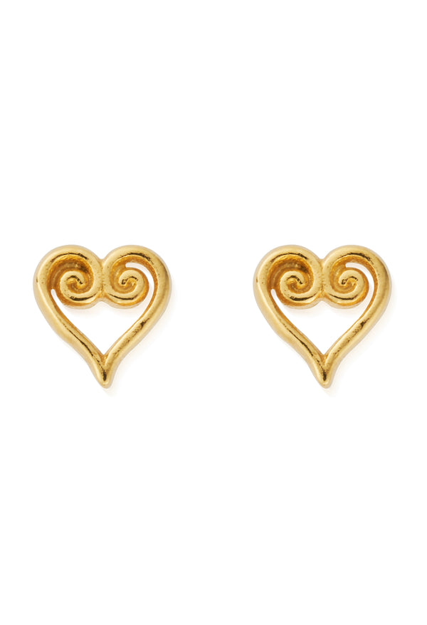 ChloBo Scroll Heart Stud Earring in Gold