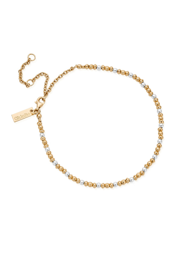 ChloBo Dainty Mini Disc Pumpkin Anklet Silver Gold Plated
