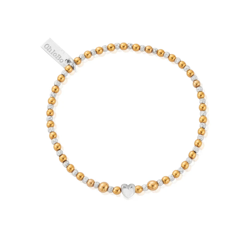 ChloBo Silver & Gold Plated Inset Heart Bracelet GMBHEART