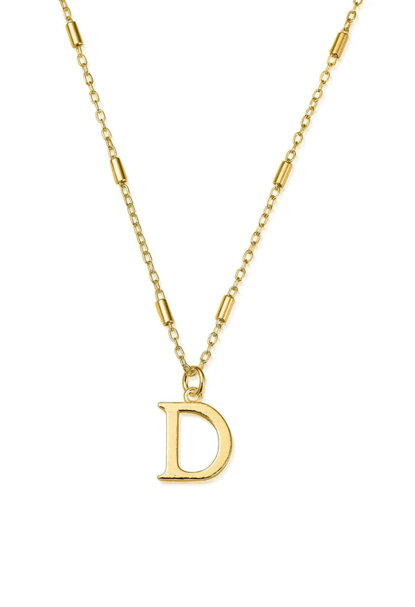 ChloBo Iconic Initial D Pendant in Silver Gold Plated