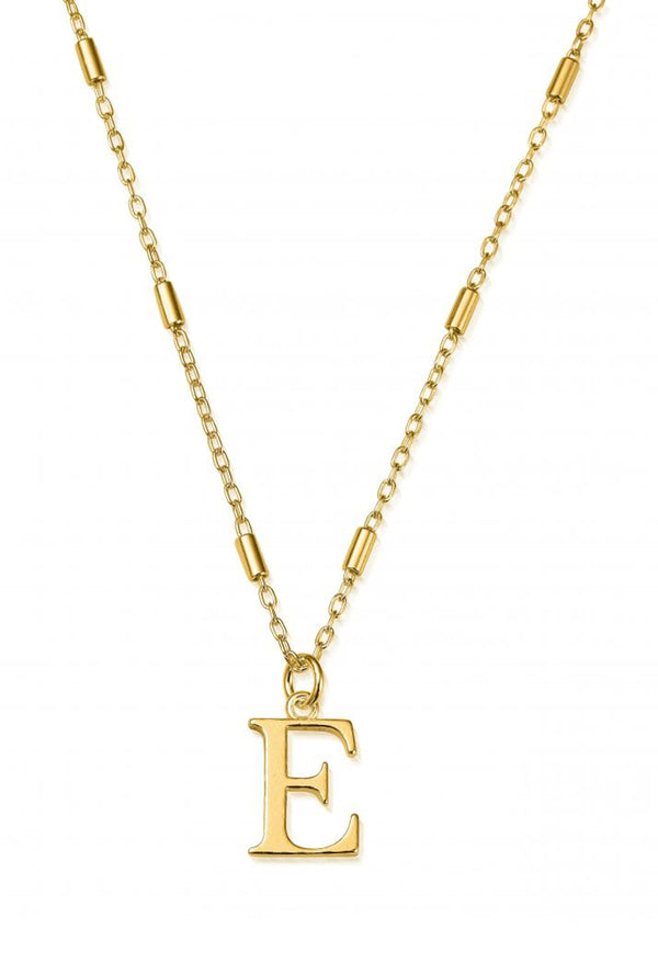 ChloBo Iconic Initial E Pendant in Silver Gold Plated