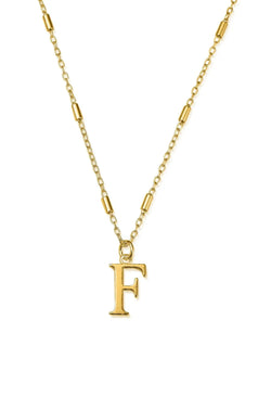 ChloBo Iconic Initial F Pendant in Silver Gold Plated