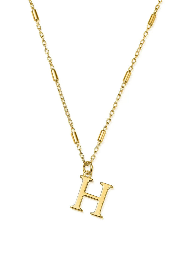 ChloBo Iconic Initial H Pendant in Silver Gold Plated
