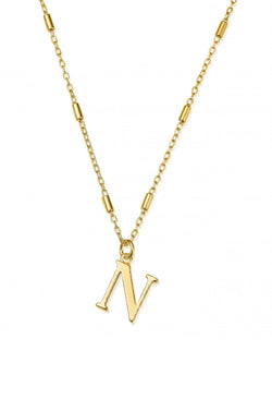 ChloBo Iconic Initial N Pendant in Silver Gold Plated