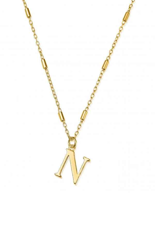 ChloBo Iconic Initial N Pendant in Silver Gold Plated