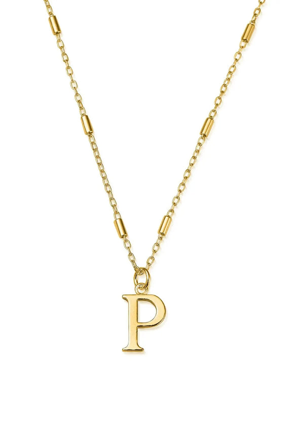 ChloBo Iconic Initial P Pendant in Silver Gold Plated