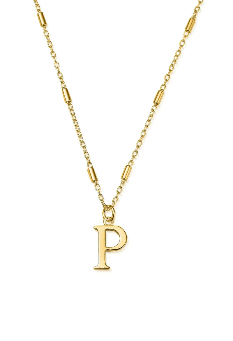 ChloBo Iconic Initial P Pendant in Silver Gold Plated