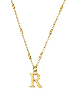 ChloBo Iconic Initial R Pendant in Silver Gold Plated