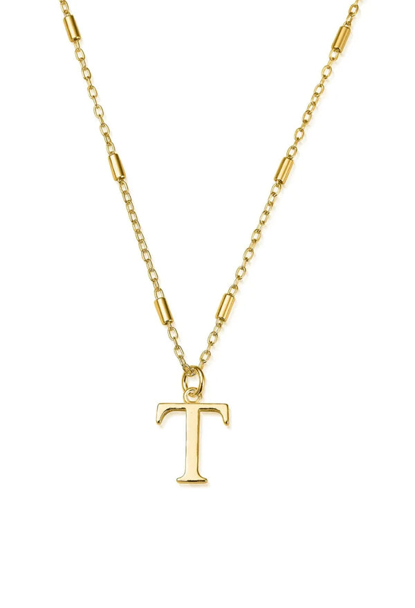 ChloBo Iconic Initial T Pendant in Silver Gold Plated