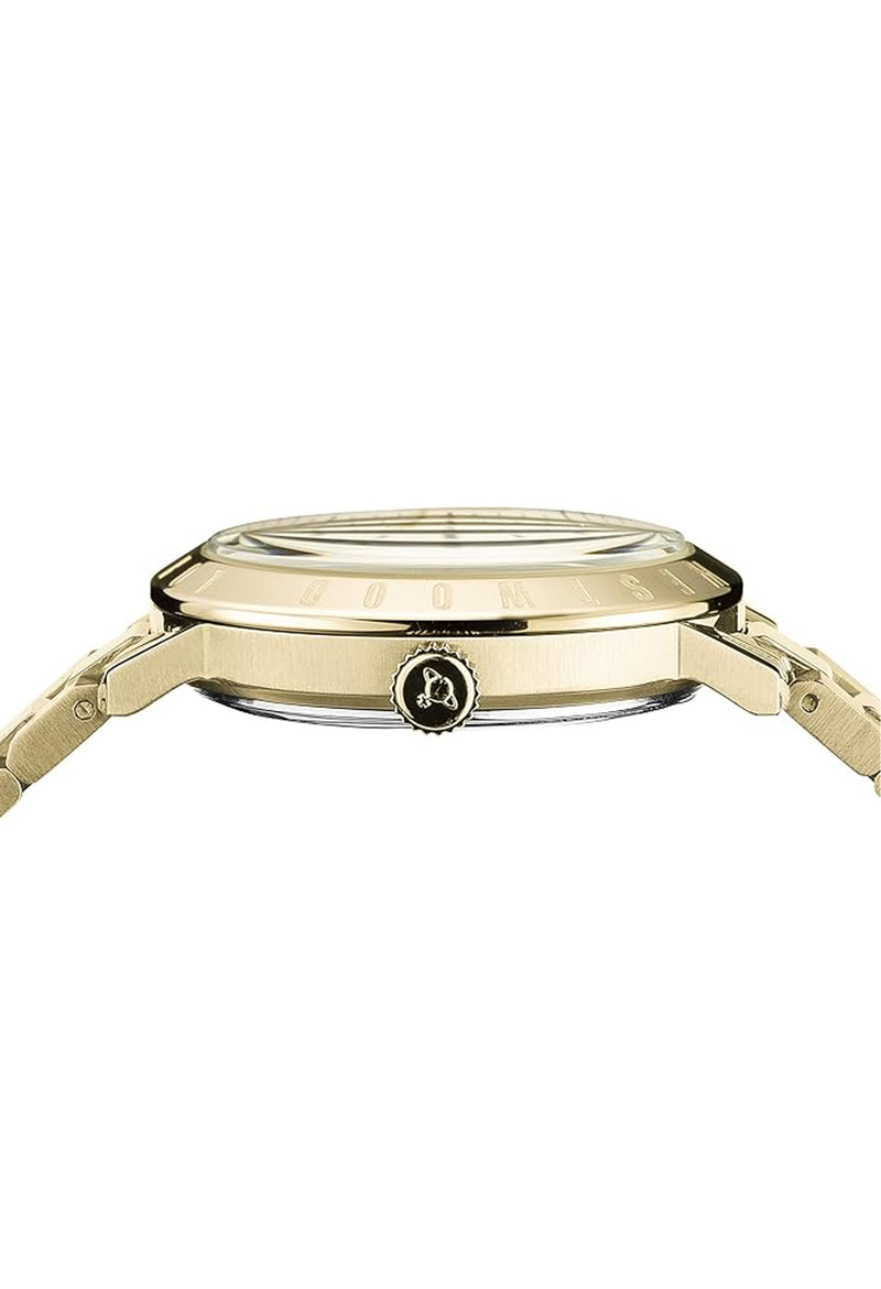 The Vivienne Westwood Bloomsbury bracelet watch, a gold plated bracelet watch from Vivienne Westwood, available at OD’s Jewellers in St Helens.